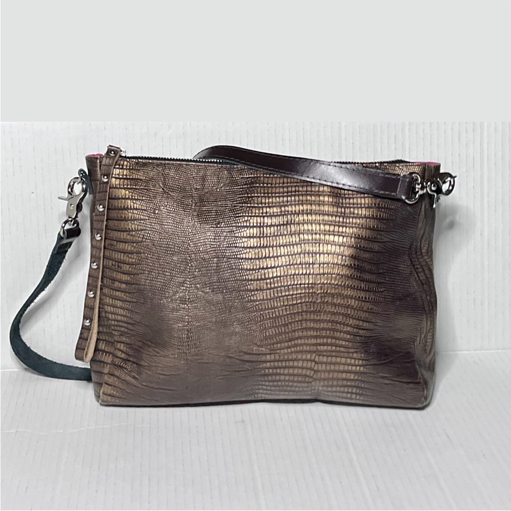 Daniele Marinelli Metallic Reptile Leather Crossbody Bag